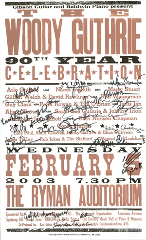 Nashville Woody Guthrie 90th Year Celebration at the Ryman Auditorium Poster