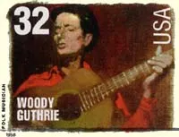 Woody Guthrie on a Postage Stamp